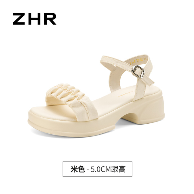 13241296.【ZHR则则】厚底凉鞋露趾搭扣厚底女鞋[PU]