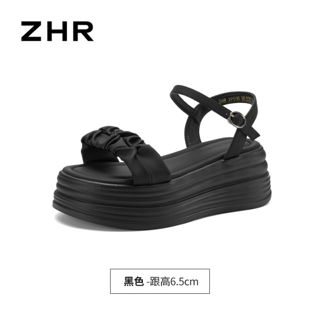 13241461.【ZHR则则】厚底凉鞋露趾搭扣厚底女鞋[PU]
