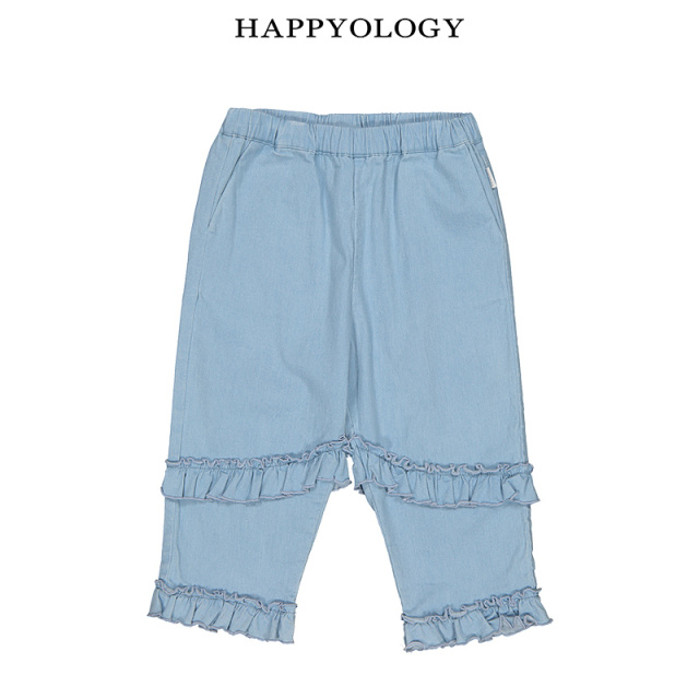 13241352.happyology英国儿童春夏双层荷叶边防蚊裤女童休闲裤