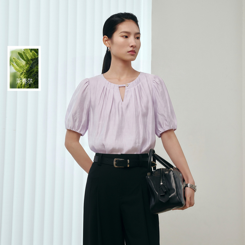 13244835.【莱赛尔】三彩丽雪leisure2026夏季新款泡泡袖小衫宽松衬衣女