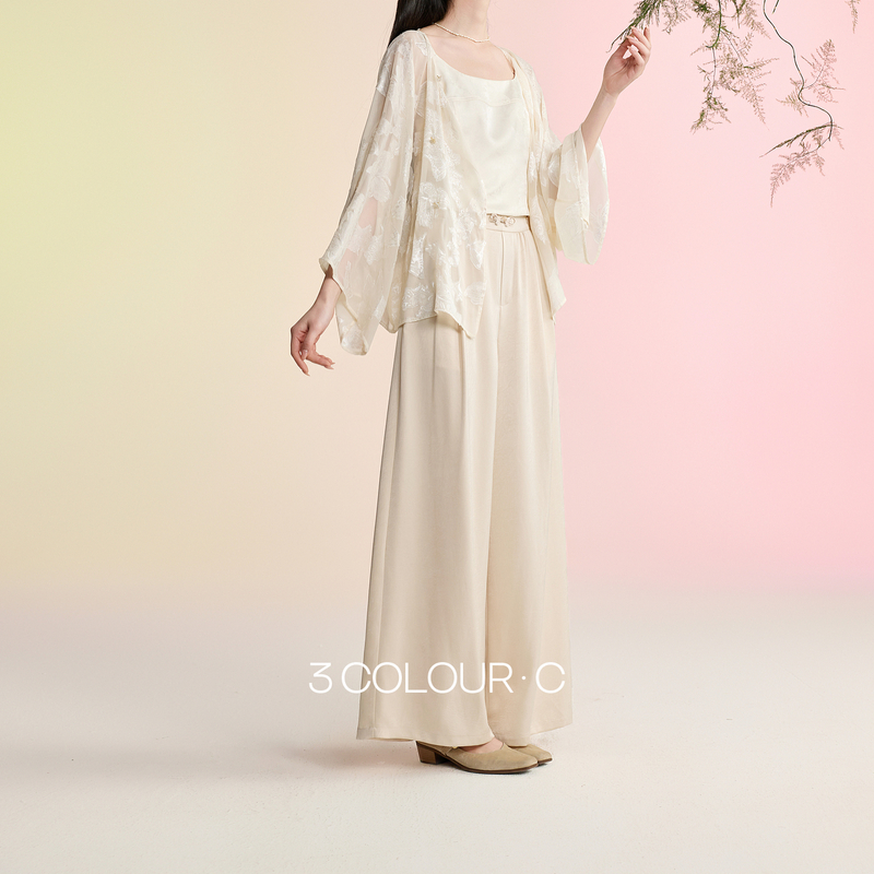 13241911.三彩【遥听山月】2026夏季新款新中式休闲裤长裤宽松高腰阔腿裤C