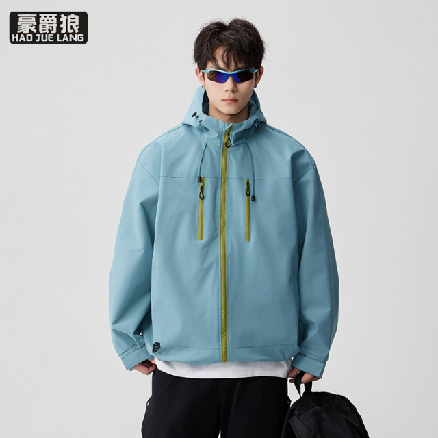 13256305.外套男春秋季时尚新款潮流宽松休闲户外防风夹克衣服