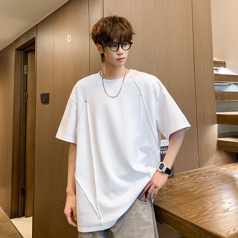 13255856.季婕夏季上新男式大码潮流简约港风宽松百搭短袖T恤【季婕男装XJ】