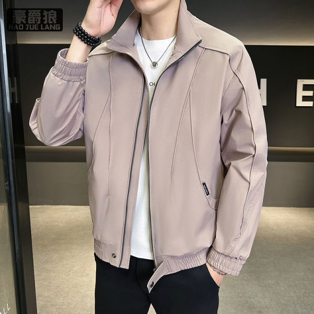 13256302.春秋季男士外套新款高级感潮牌春装衣服男款潮流立领休闲夹克