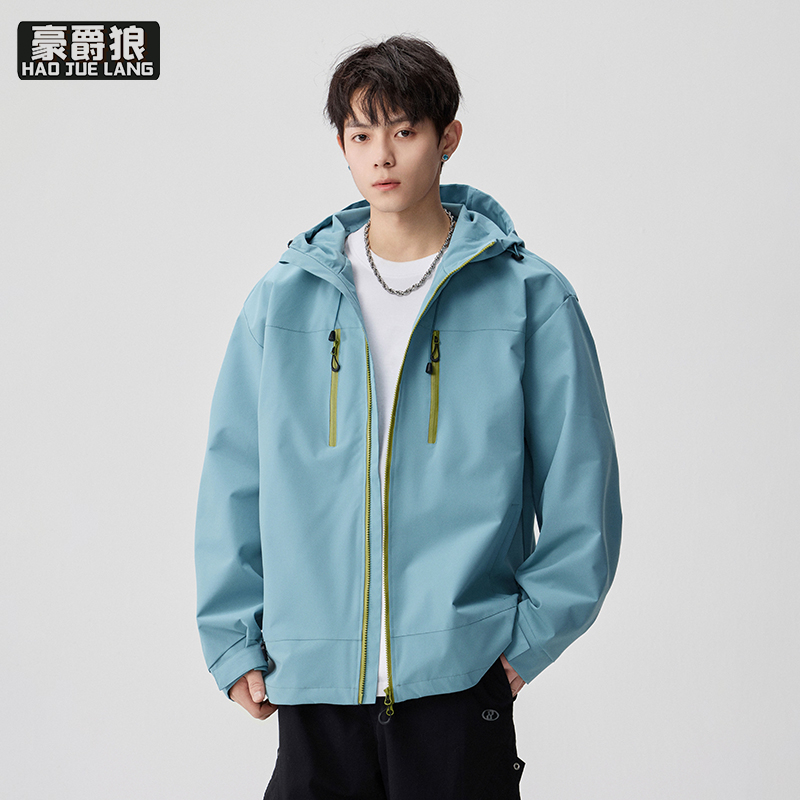 13256305.外套男春秋季时尚新款潮流宽松休闲户外防风夹克衣服