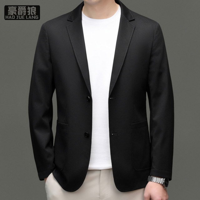 13256255.高级感新款泡泡纱休闲西服男外套单西上衣防晒免烫修身小西装