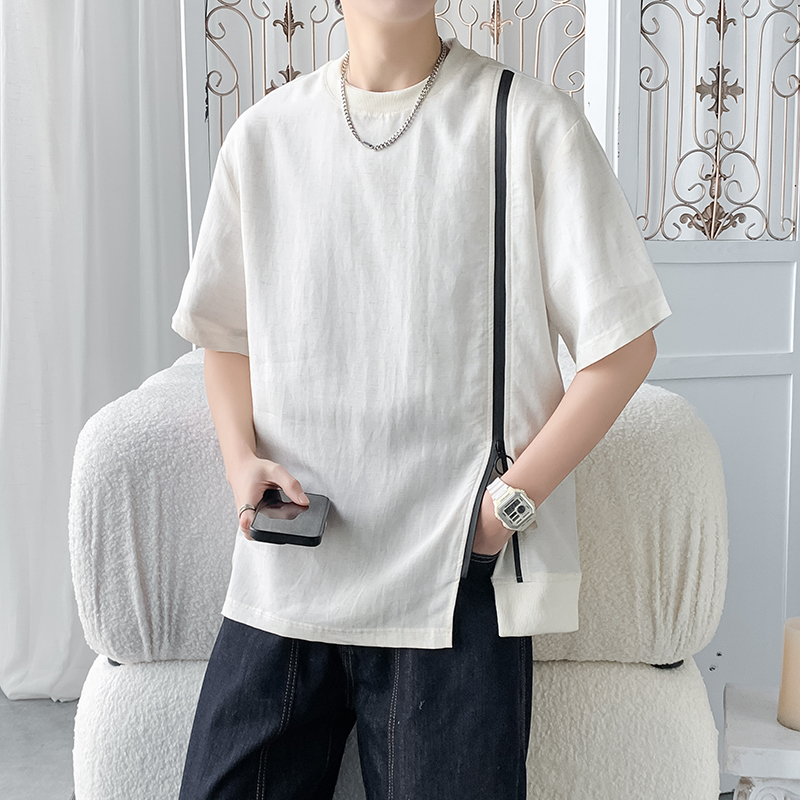 13255854.季婕夏季上新男式大码潮流拉链套头短袖T恤【季婕男装XJ】