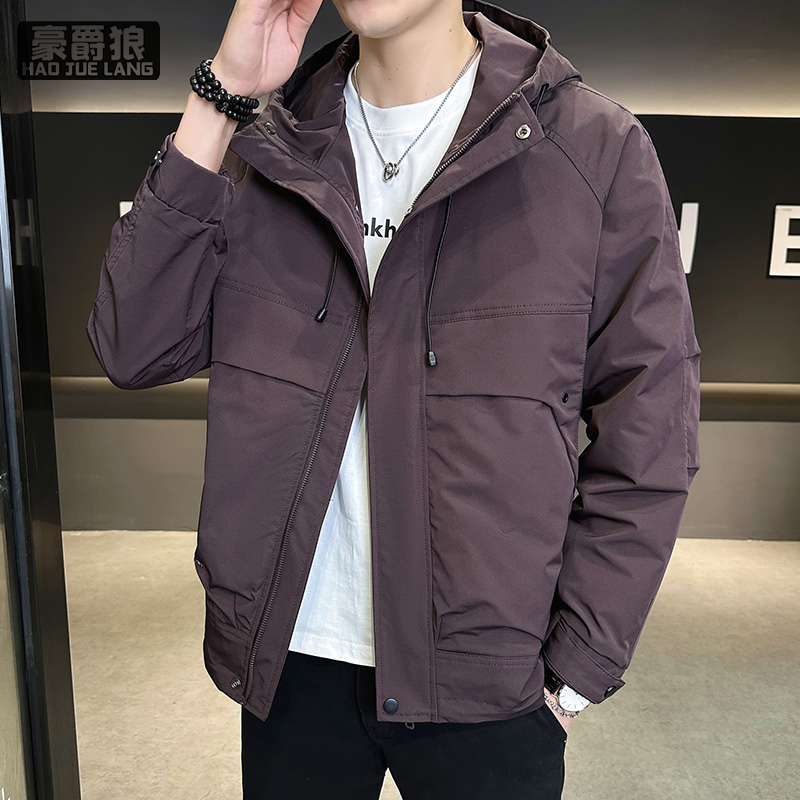 13256313.外套男士新款春秋潮流时尚宽松连帽上衣帅气薄款运动休闲夹克