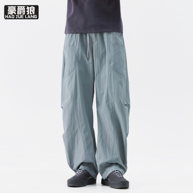 13256275.春夏季日系户外工装裤子男士伞兵裤宽松直筒阔腿休闲长裤