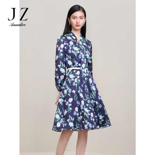 13260605.商场同款JZ玖姿花卉连衣裙女装春季新款优雅连衣裙JWDC50065