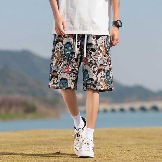 13256395.重磅刺绣风休闲短裤男夏季潮牌高级感凉感速干宽松运动五分裤子