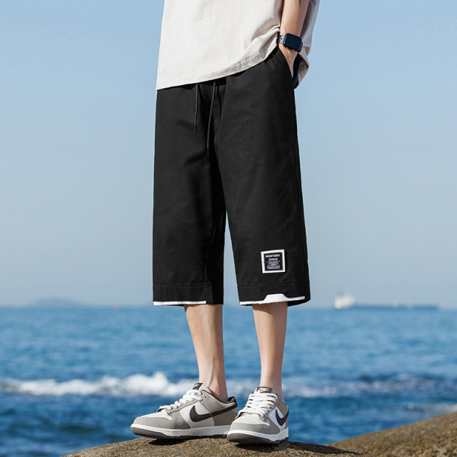 13256400.大码男士短裤夏季新款潮宽松男款运动休闲裤薄款七分透气裤子