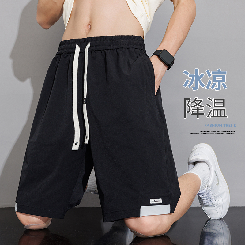 13256405.美式潮牌复古工装短裤男夏季新款宽松直筒拼接设计感休闲五分裤子