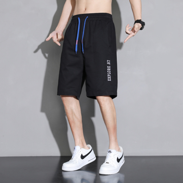 13256380.潮牌薄款宽松外穿男休闲短裤男潮牌五分裤子宽松直筒中裤男款