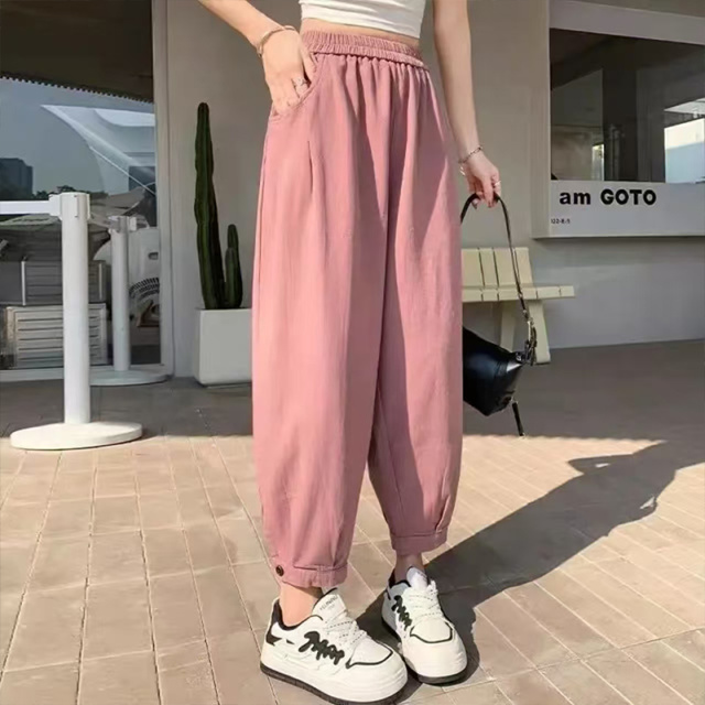 13460981.初云紫衣夏春装 女百搭运动裤薄款休闲哈伦小脚裤九分灯笼休闲裤702