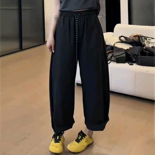 13460990.初云紫衣夏春装 女文艺百搭薄款九分裤宽松显瘦松紧腰阔腿休闲裤0731