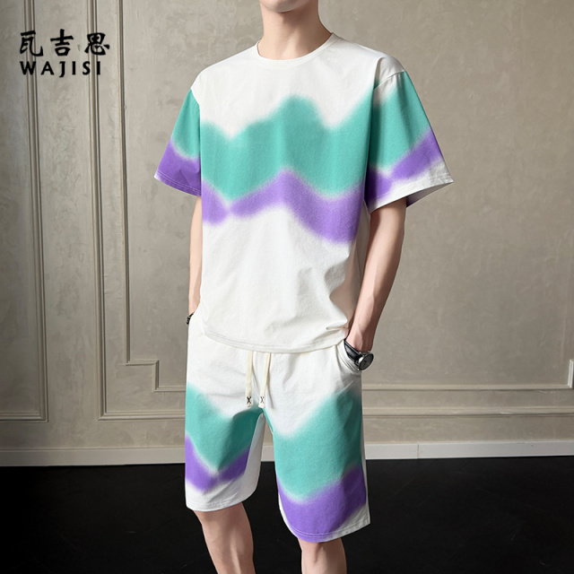 13265415.夏季新款短袖套装男士宽松潮流潮牌家居服短裤学生两件套睡衣
