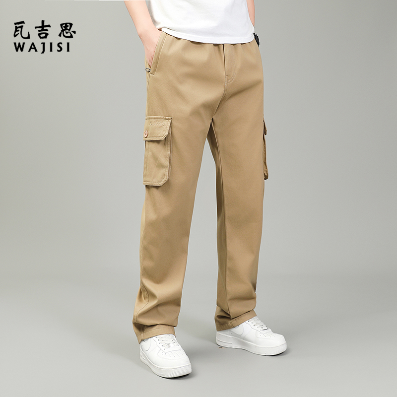 13265315.纯棉长裤男春夏季新款中青年宽松多口袋工装裤子大码休闲裤