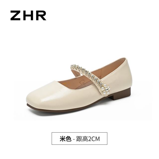 13266082.【ZHR则则】平底玛丽珍鞋方头魔术贴平底女鞋[PU]