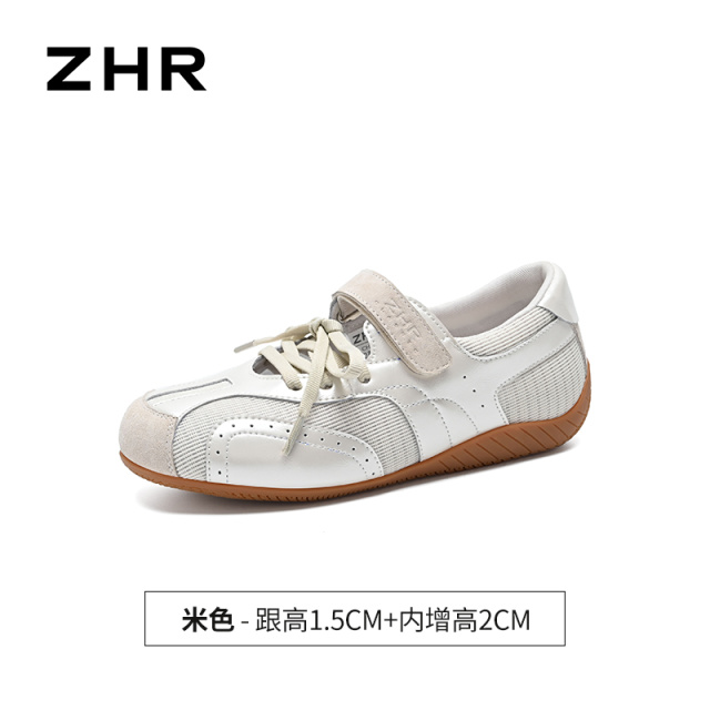 13835536.【ZHR则则】德训鞋圆头魔术贴厚底女鞋[网布+牛剖层移膜革+头层猪皮]