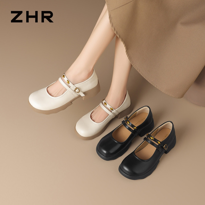 13266034.【ZHR则则】平底玛丽珍鞋圆头搭扣厚底女鞋[超纤]