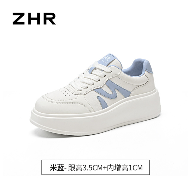 13266067.【ZHR则则】厚底小白鞋圆头系带厚底女鞋[超纤]
