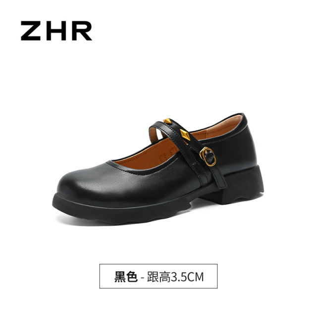 13266034.【ZHR则则】平底玛丽珍鞋圆头搭扣厚底女鞋[超纤]