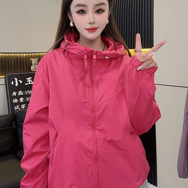 13266573.丹芙娅双拉链冲锋外套女2026新款女装春季宽松百搭防风小个子夹克上衣