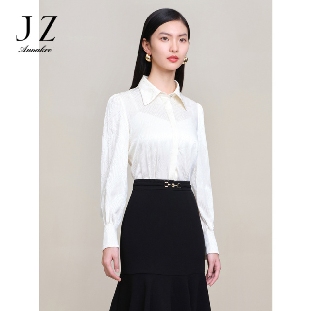 13266849.商场同款JZ玖姿通勤优雅OL真丝衬衫女春季新款JWDC60115