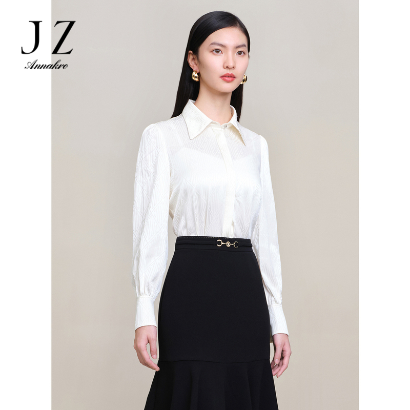 13266849.商场同款JZ玖姿通勤优雅OL真丝衬衫女春季新款JWDC60115