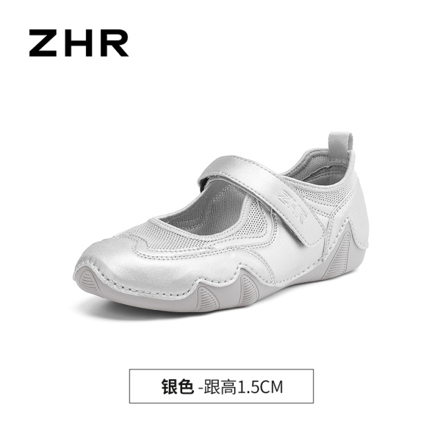13266292.【ZHR则则】运动玛丽珍鞋圆头魔术贴平底女鞋[超纤+网布]