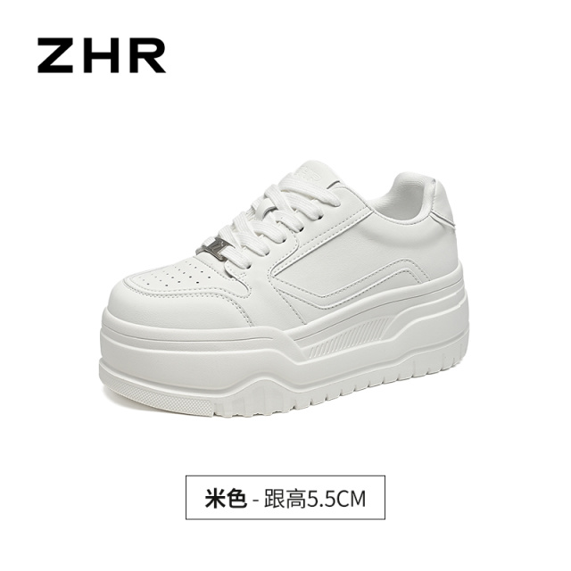 13266317.【ZHR则则】厚底小白鞋圆头系带厚底女鞋[羊剖层移膜革+超纤]