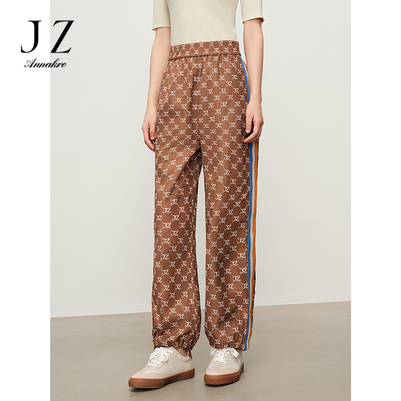 13273614.JUZUI玖姿时髦复古老花满印直筒休闲裤女秋季款JWDQ11013