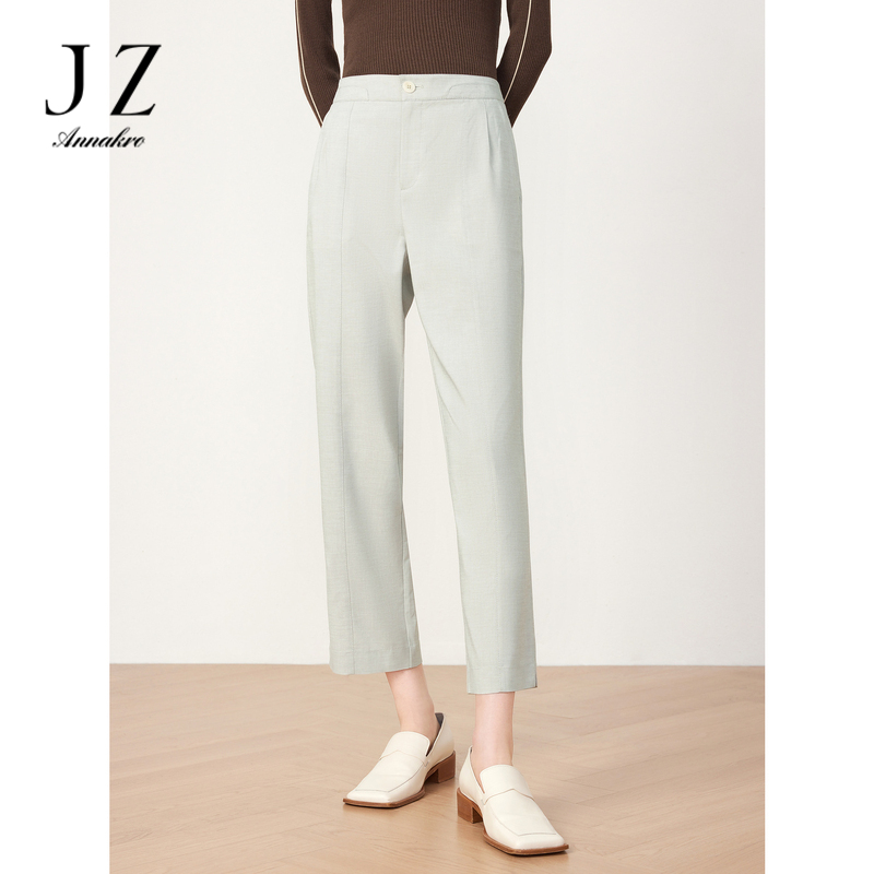 13278198.商场同款JZ玖姿女装春季新款亚麻白休闲裤JWDC11009