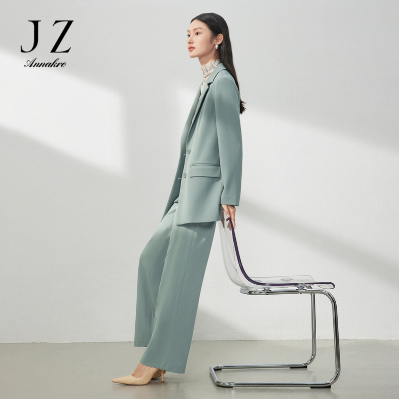 13269912.JZ玖姿职业翻领西装女装春季新款休闲通勤OL风外套纯色