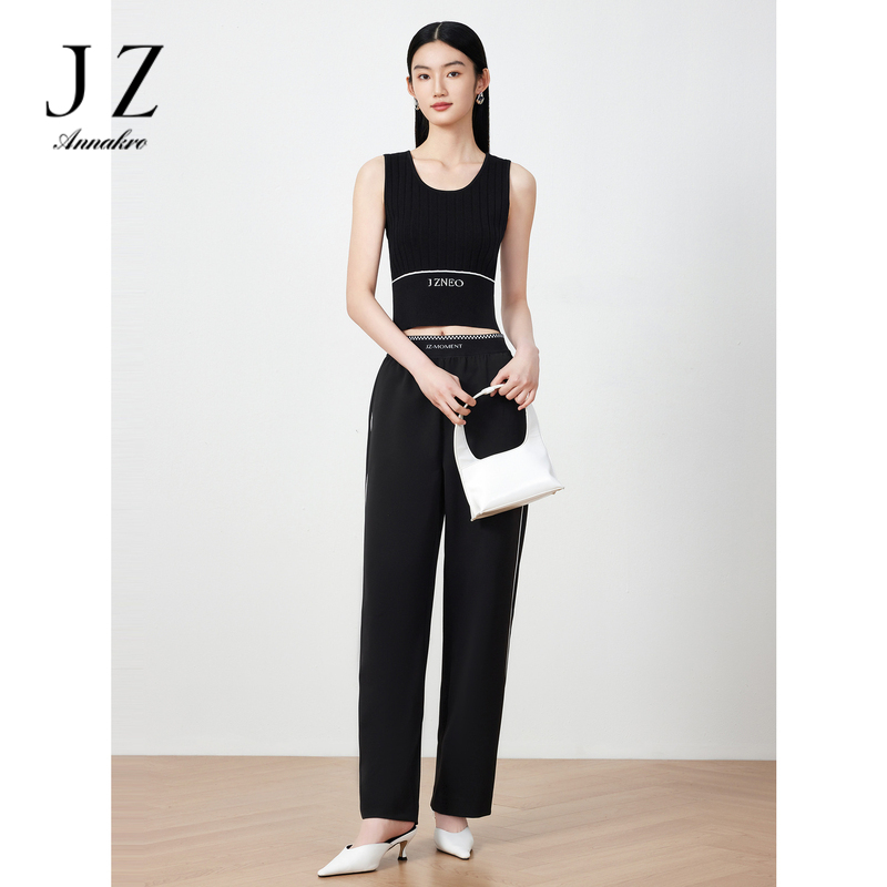 13276221.商场同款JZ玖姿休闲裤子女装春季新款阔腿裤棋牌格JWDC11048
