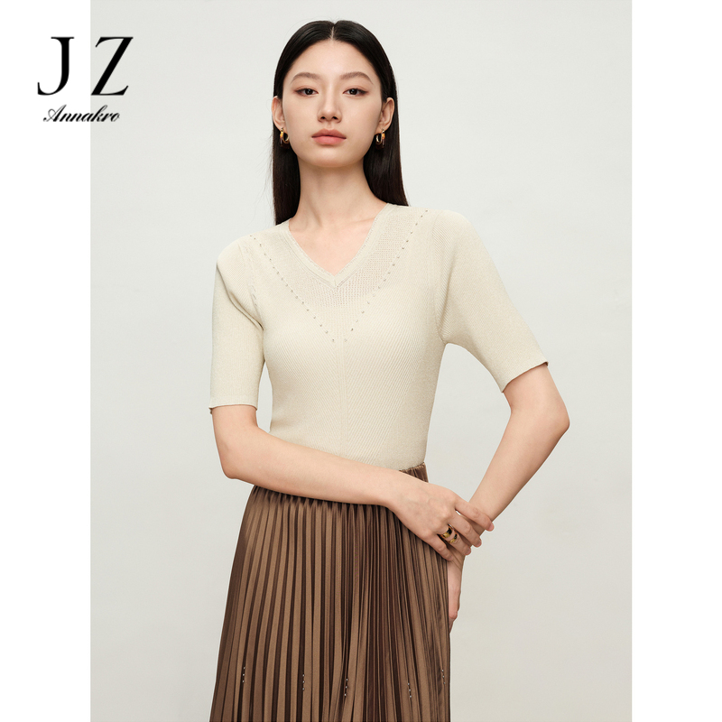 13269210.商场同款JZ玖姿美拉德温柔亮丝肌理针织衫女秋新款JWDC31108