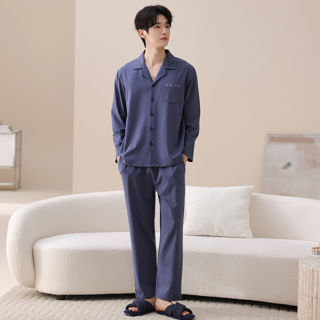 13286476.少宜睡衣套装家居服新款纯棉可外穿大码长袖春秋简约男士夏季可外出薄款居家亲肤休闲加大加肥基础宽松柔软潮流
