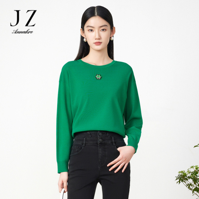 13269276.商场同款JZ玖姿女装春季新款绿色卫衣JWDC31035