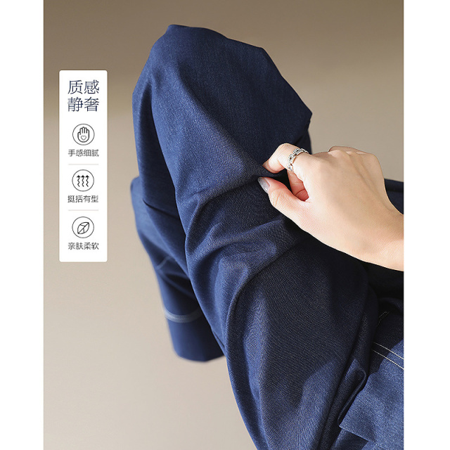 13288932.【chill时光】夏季都市撞色线迹压线女式九分阔腿藏肉休闲裤