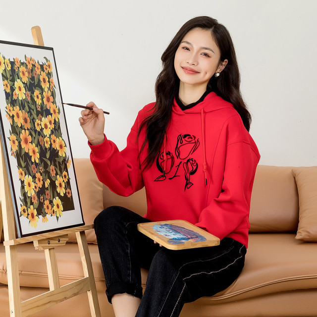 13296197.【专柜同款】【卫衣】时尚运动休闲连帽印花女式长袖上衣