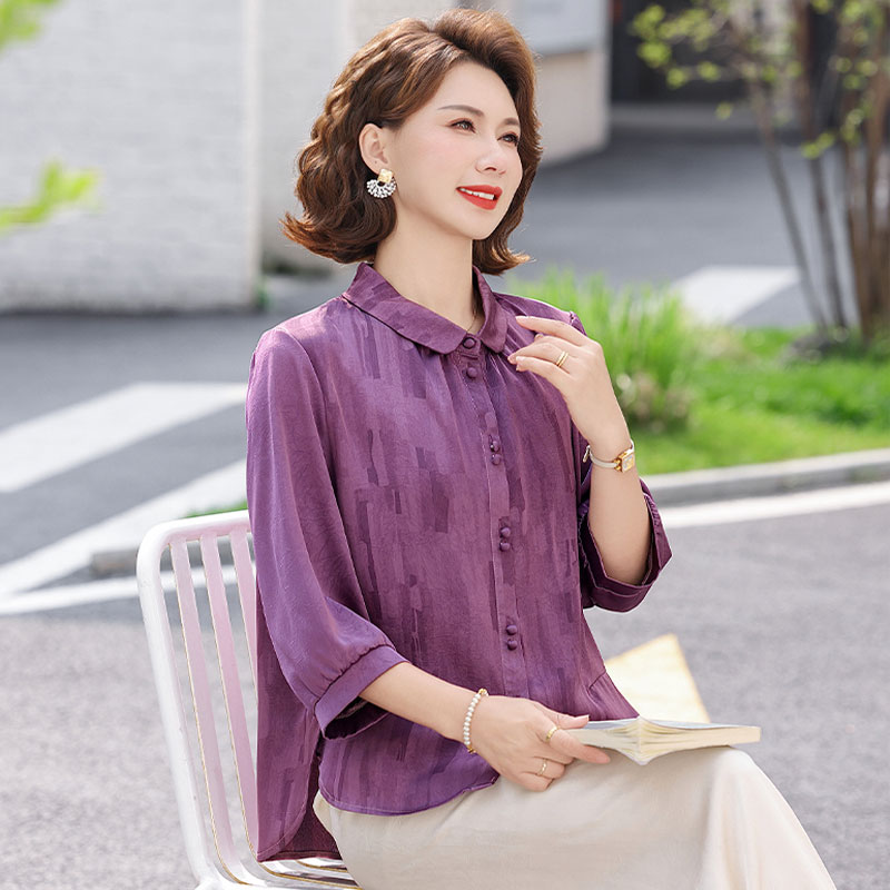 13288408.妈妈装翻领中袖时尚洋气衬衫Q3WSN8704