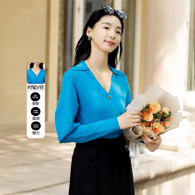 13294531.【专柜同款】【女式上衣】时尚修身纯色简约气质针织衫
