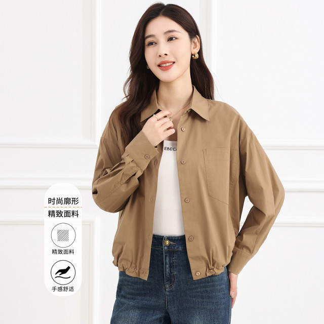 13293735.【专柜同款】【衬衫外套】简约百搭纯色设计感女式上衣