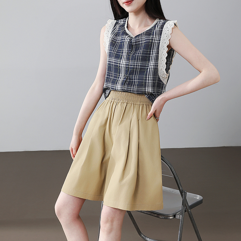 13289243.【懒人漫游】夏季氧气纯棉松紧腰阔腿裤宽松遮肉小个子女式休闲裤