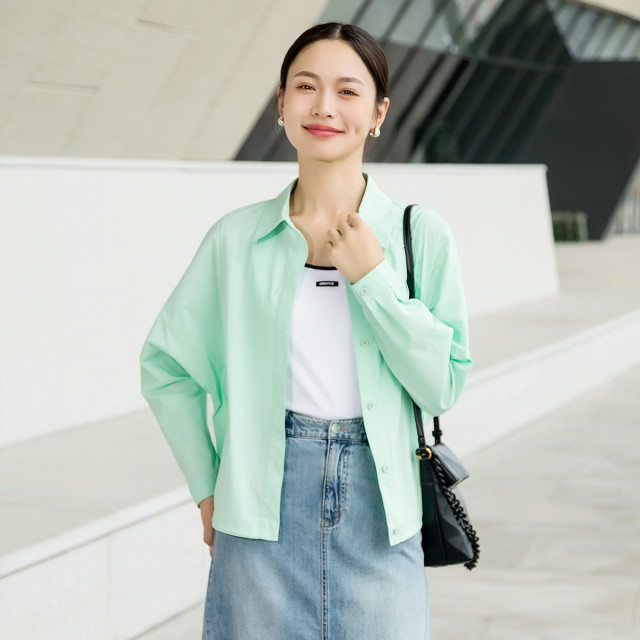 13296179.【专柜同款】【衬衣外套】休闲时尚纯色减龄女式开衫上衣