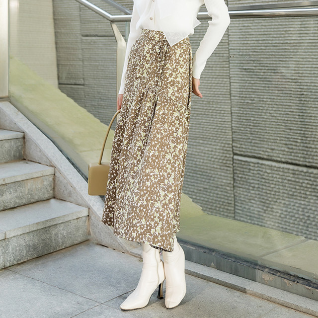13296227.【专柜同款】【印花半截裙】中长款气质通勤女式伞裙