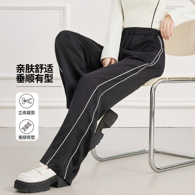 13294512.【专柜同款】【阔腿裤】2025秋松紧腰休闲百搭遮肉女式休闲裤