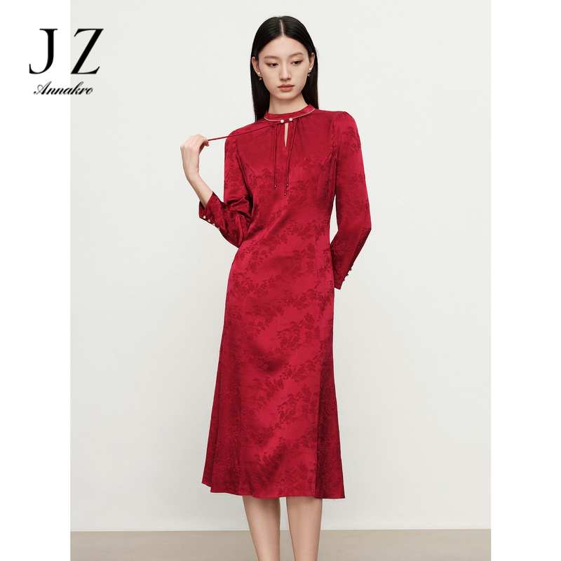 13292342.商场同款JZ玖姿新中式改良旗袍连衣裙女装秋季新款JWEQ50058