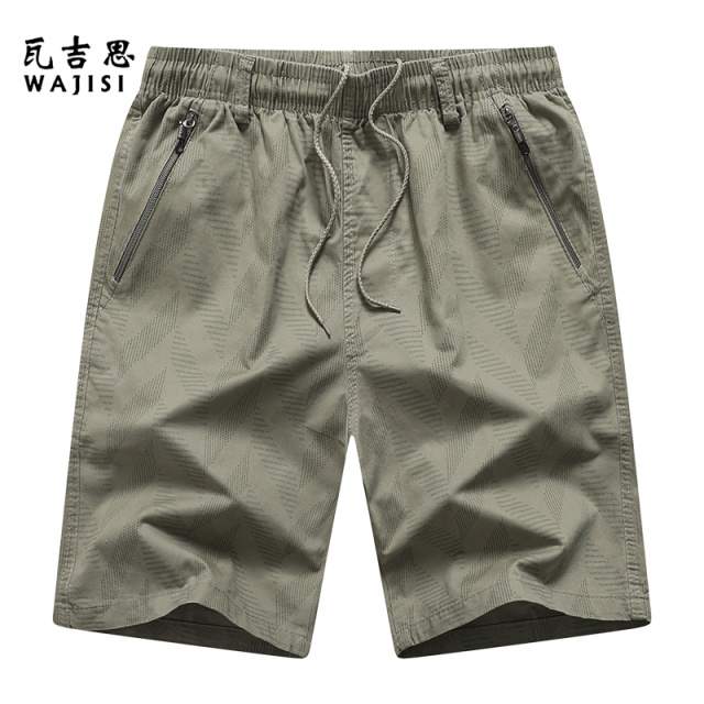 13290087.工装短裤男夏季宽松男士中裤户外纯棉多口袋休闲五分裤松紧腰裤子